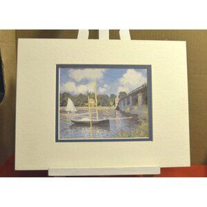 Monet The Bridge At Argentuil Matted Print Art Home Décor ~9" x 12" Prudent Pub